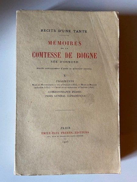 Mémoires de la Comtesse de Boigne Née d'Osmond - Récits …