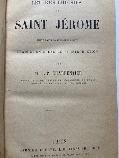Lettres Choisies de Saint Jérome