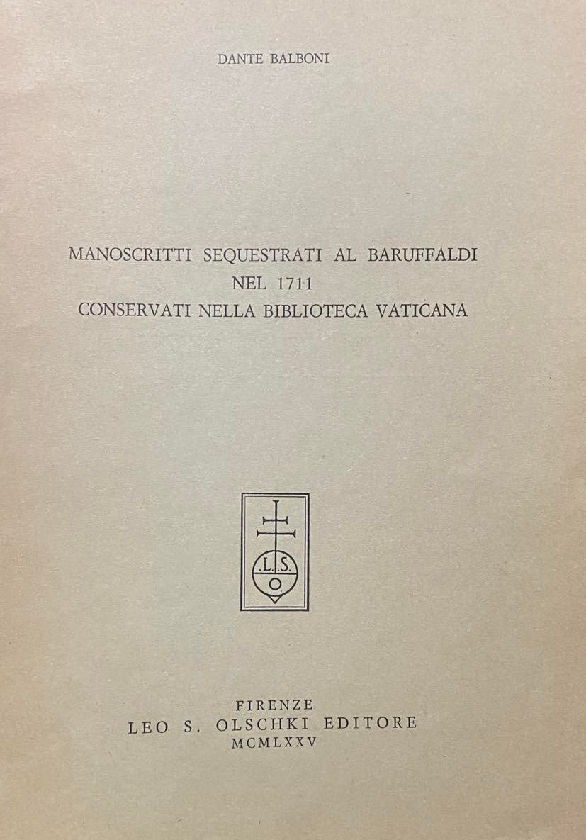 Dante BALBONI - Manoscritti sequestrati al Baruffaldi - 1975