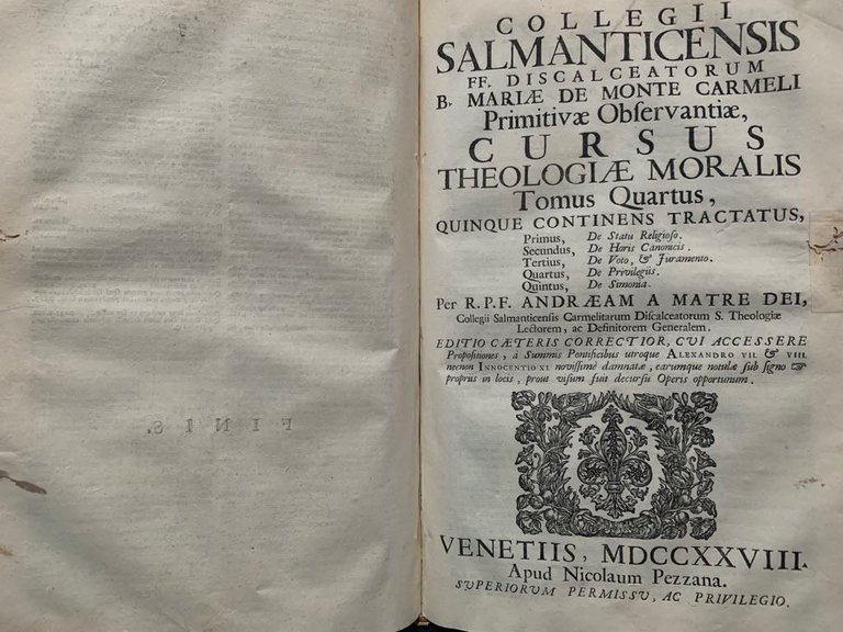 Franciscus a Jesu Maria - Cursus Theologiae Moralis - 1728
