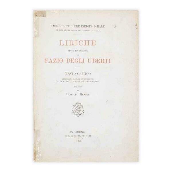 Liriche edite ed inedite di Fazio degli Uberti