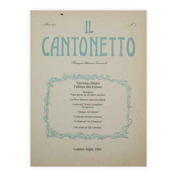 Il Cantonetto - Lugano, Luglio 1994 - Numero 1 Anno …