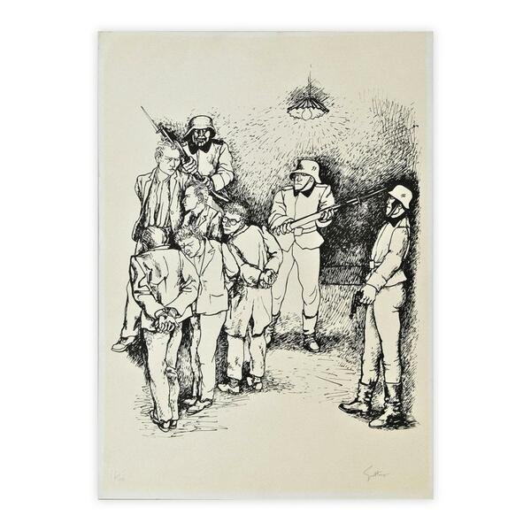 Litografia originale firmata 1976 Addio alle Armi Omaggio a Hemingway_3