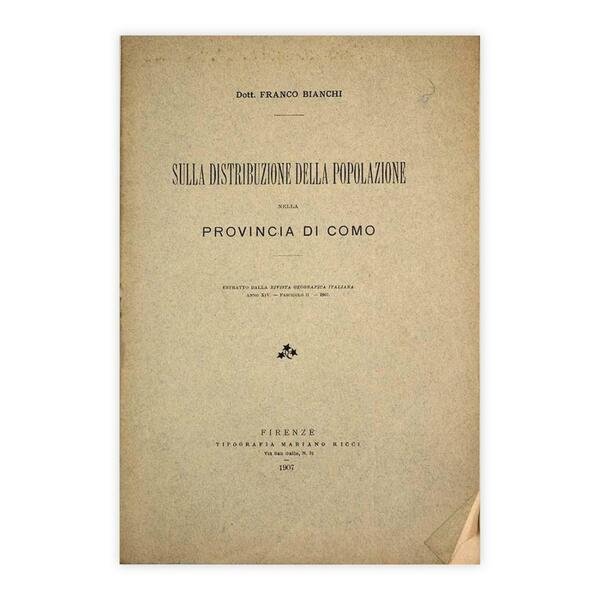 Dott. Franco Bianchi - Sulla distribuzione della popolazione nella Provincia …