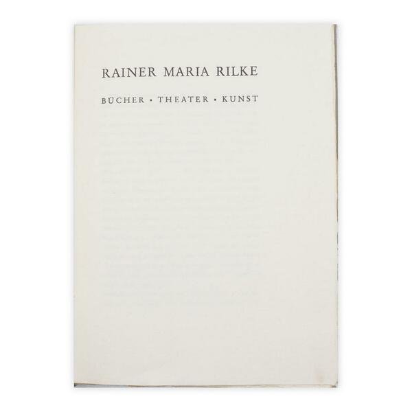 Rainer Maria Rilke - Bucher - Theater - Kunst