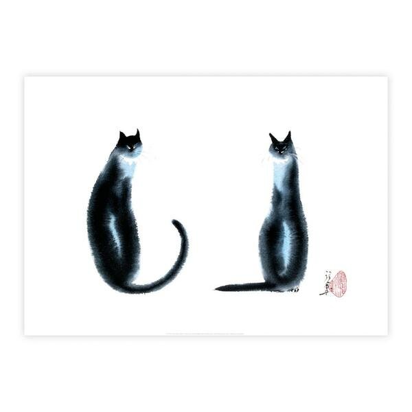 Two Cats Sitting - Artist: Cheng Yan