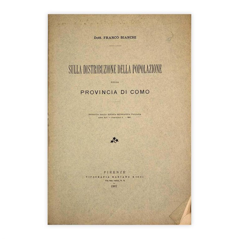 Dott. Franco Bianchi - Sulla distribuzione della popolazione nella Provincia …