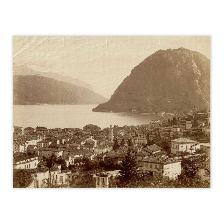Fotografia originale - Lugano e monte S.Salvatore anno 1880