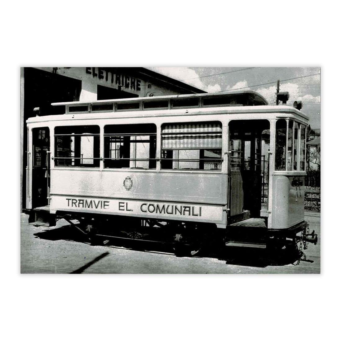 Fotografia originale - Rimorchio Passeggeri tramvie Lugano anno 1920 c.a.