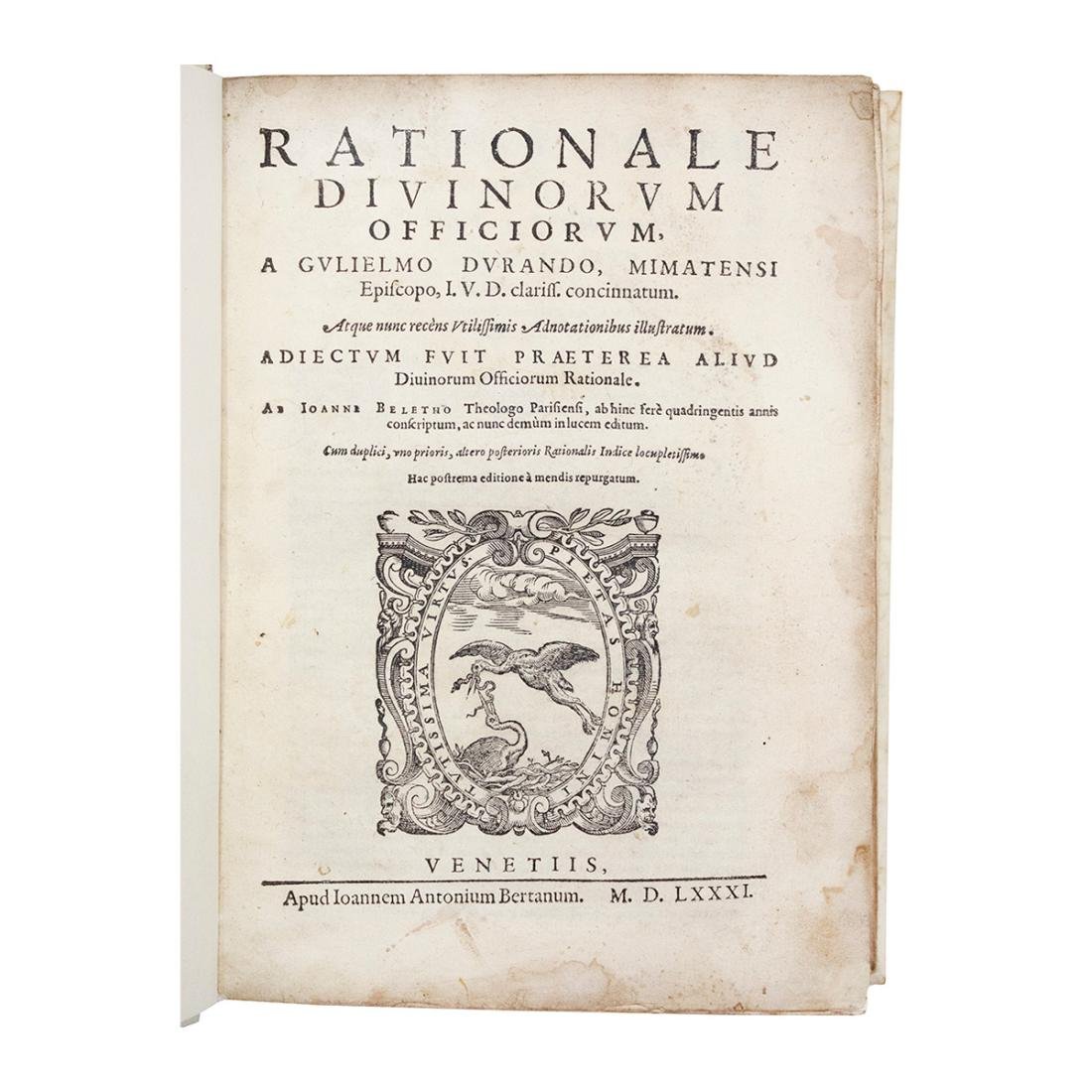 Gvlielmo Dvrando - Rationale Divinorvm officiorvm. - VENETIIS, M.D.LXXXI