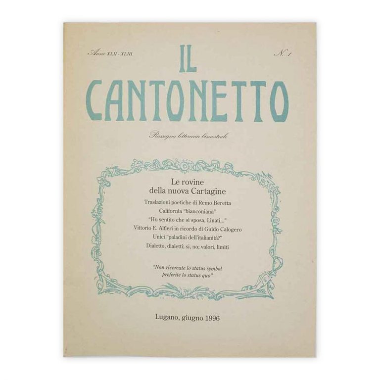 Il Cantonetto - Lugano, Giugno 1996 - Numero 1 Anno …