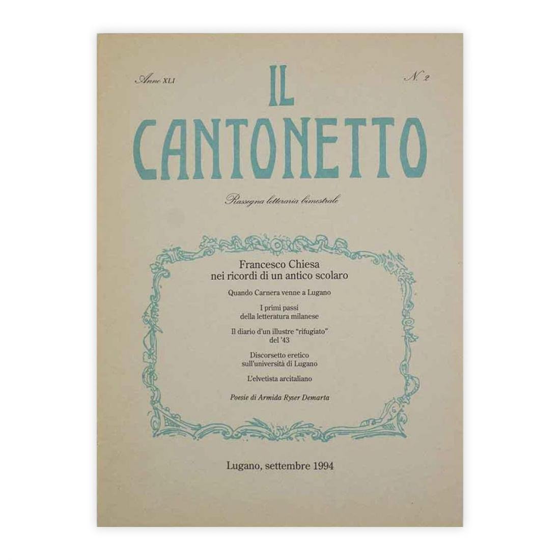 Il Cantonetto - Lugano, Settembre 1994 - Numero 2 Anno …