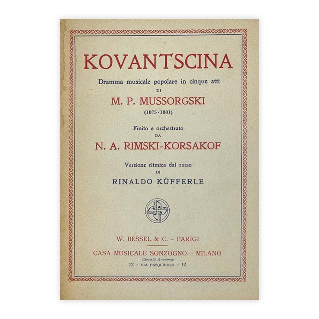 Kovantscina dramma musicale di M. P. Mussorgski (1875-1881)