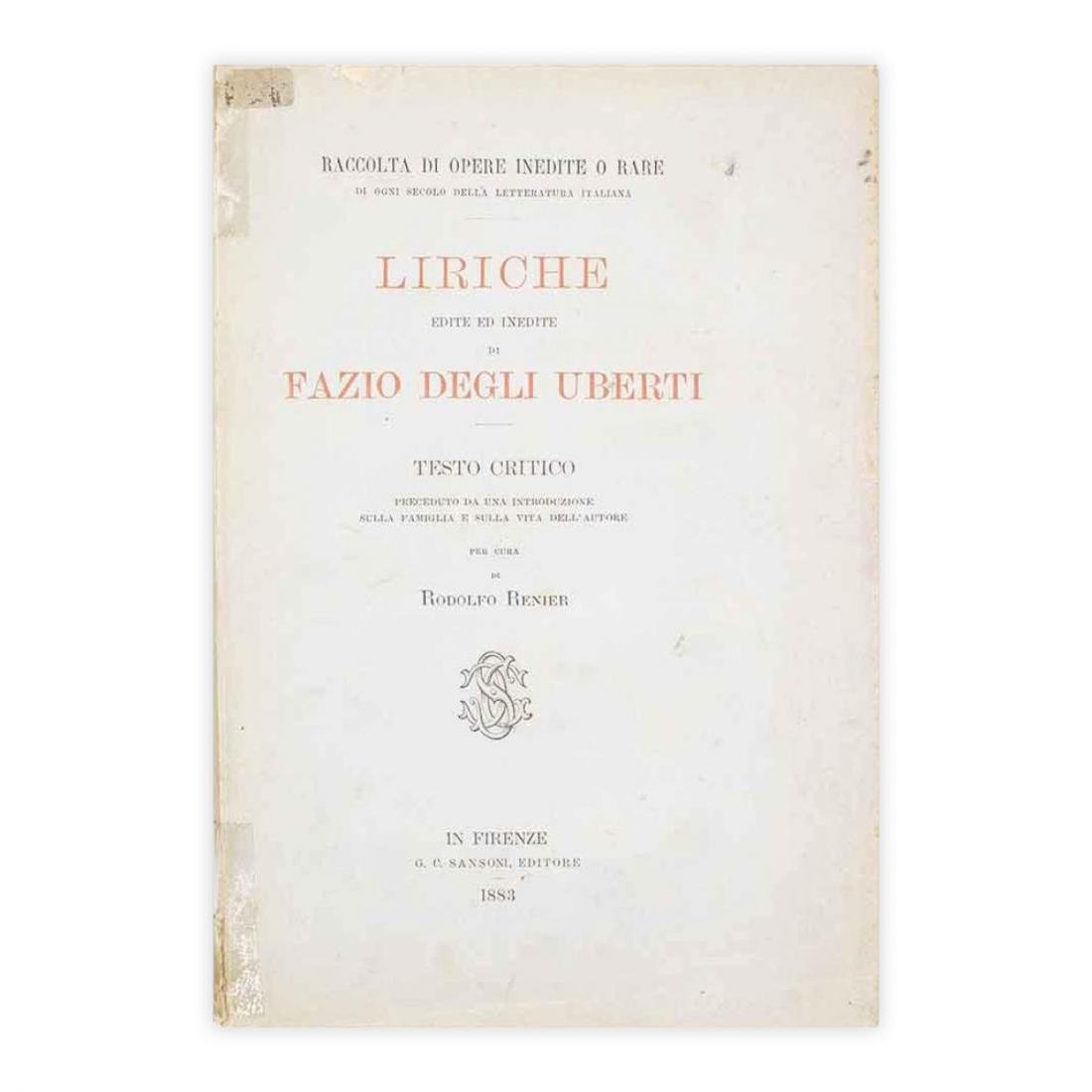 Liriche edite ed inedite di Fazio degli Uberti