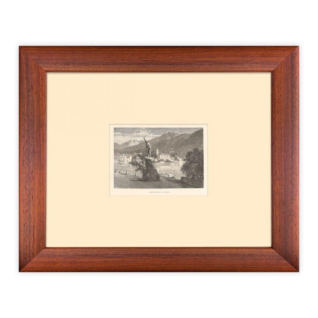 Lugano Lungolago e statua Guglielmo Tell 1878