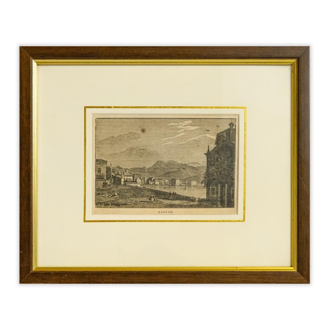Lugano, veduta - incisione originale '800