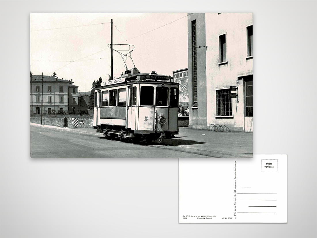 Tram dell'epoca in via Vela a Mendrisio
