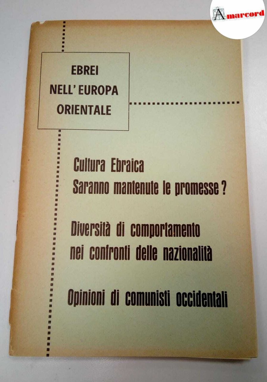 AA.VV., Ebrei nell'Europa orientale, 1965.