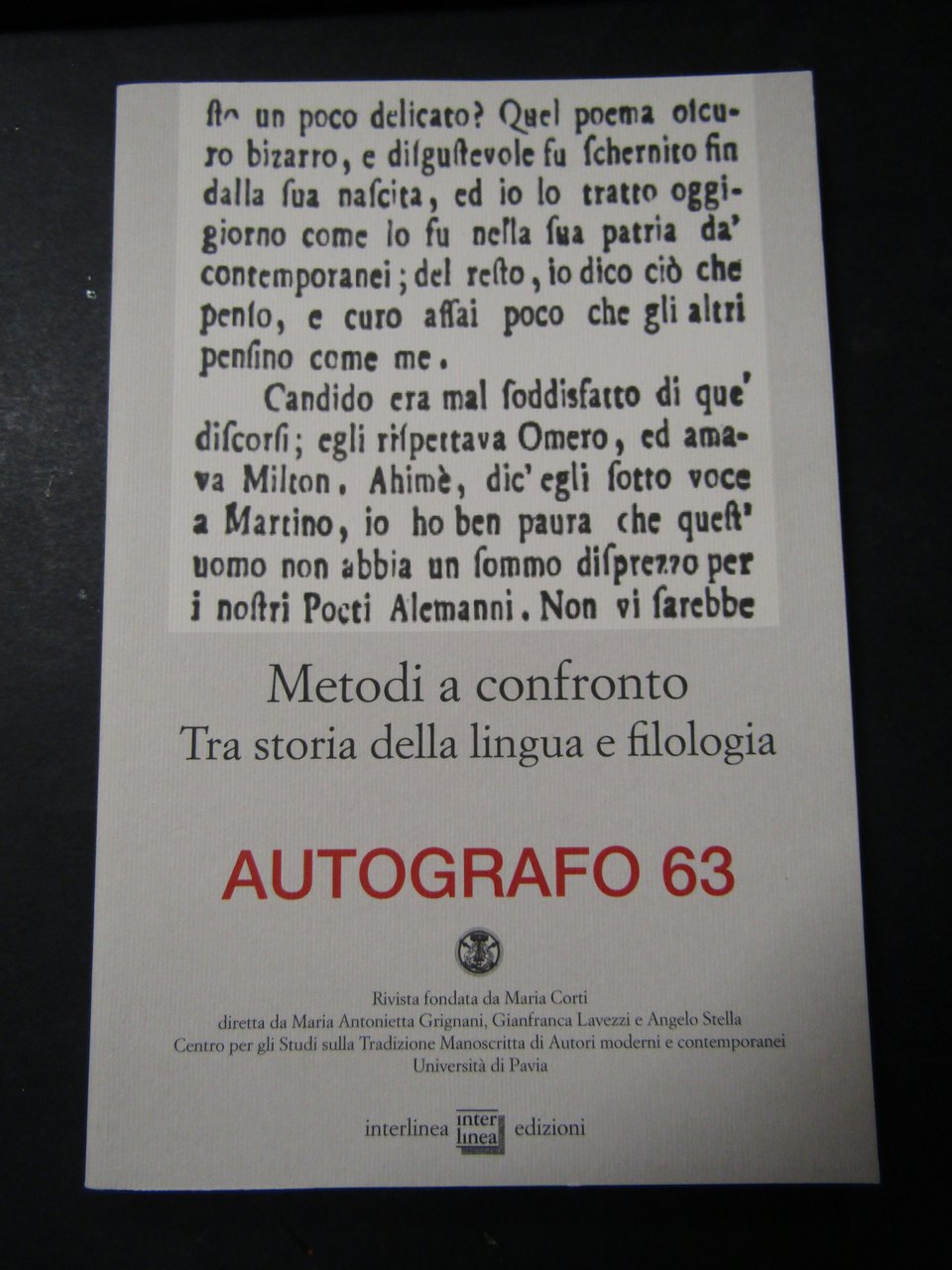 AA.VV. Metodi a confronto. tra storia della lingua e filologia. …