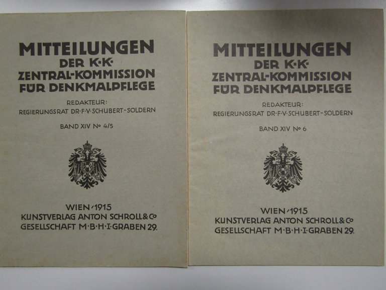 AA.VV. Mitteilungen der k.k. Zentral-Kommission für Denkmalpflege. Schroll. Completa. 1915