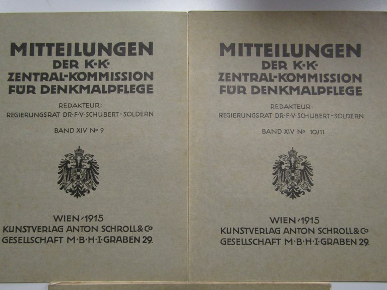 AA.VV. Mitteilungen der k.k. Zentral-Kommission für Denkmalpflege. Schroll. Completa. 1915
