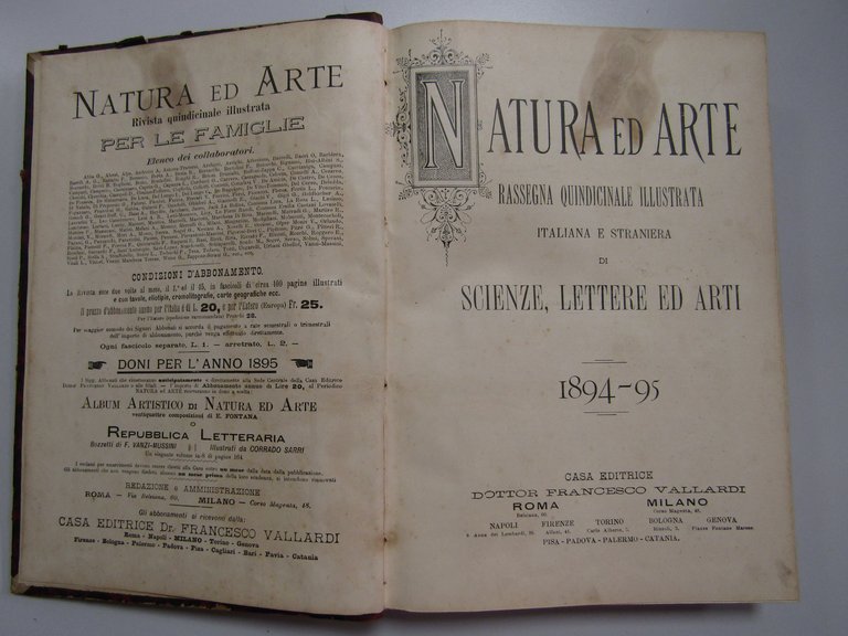 AA.VV. NATURA ED ARTE. Rivista Quindicinale Illustrata. VALLARDI. vol. 3. …