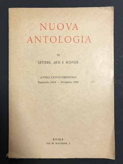 AA. VV. Nuova antologia di lettere, arti e scienze. La …
