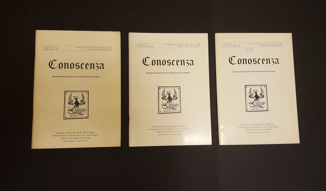 AA. VV. Rivista Conoscenza. Accademia di Studi Gnostici. 1988. n. …