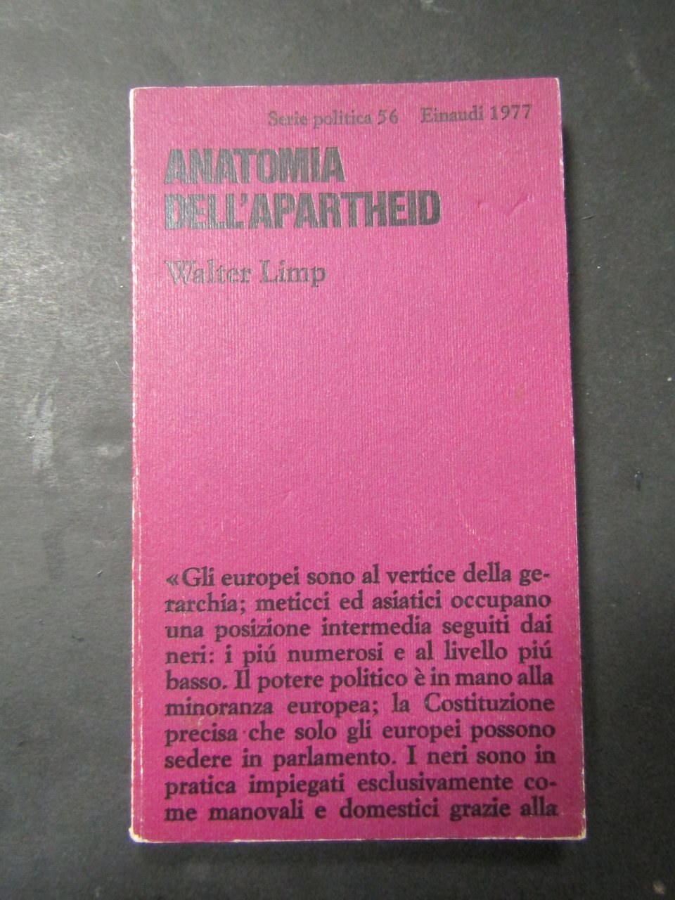 Anatomia dell' apartheid. Einaudi. 1977 | Immagine principale