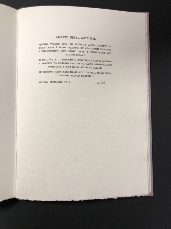 Arbelet Paul. Arrigo Beyle, milanese. Incisioni di Luca Crippa. Introduzione …