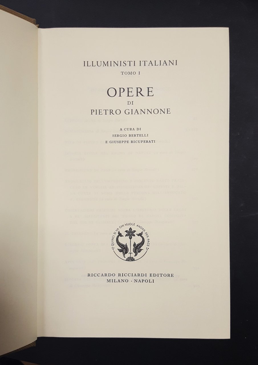 Bertelli Sergio, Ricuperati Giuseppe (a cura di). Opere di Pietro …