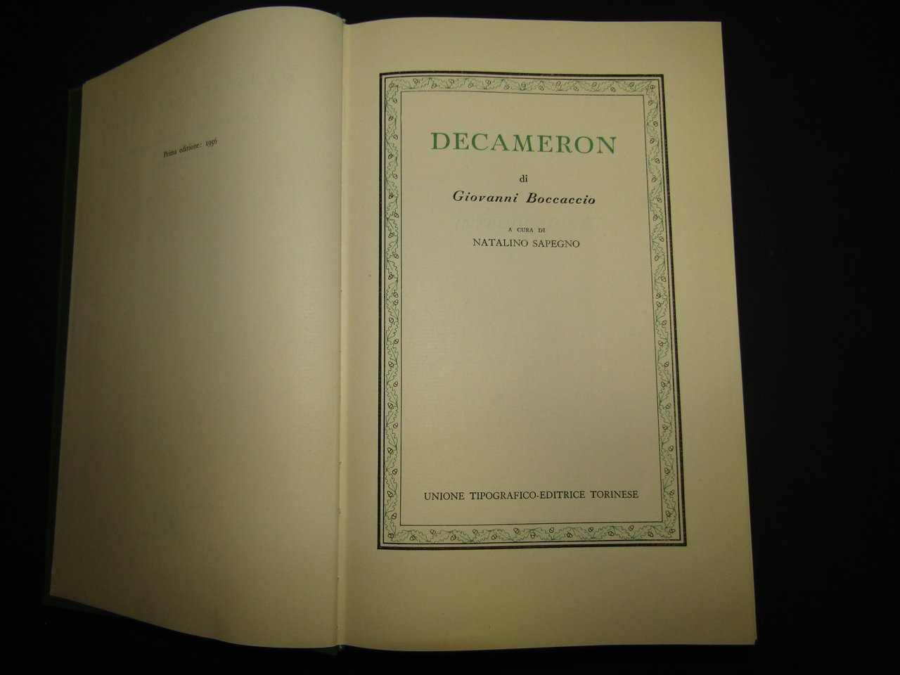 Boccaccio Giovanni. Decameron. a cura di Natalino Sapegno. UTET. 1966
