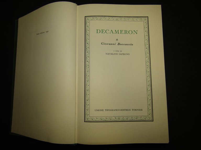 Boccaccio Giovanni. Decameron. a cura di Natalino Sapegno. UTET. 1966