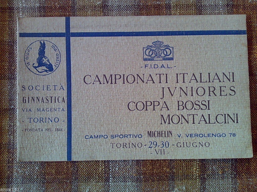 CAMP. ITALIANI JUNIORES GINNASTICA 1929 - COPPA BOSSI - MONTALCINI …