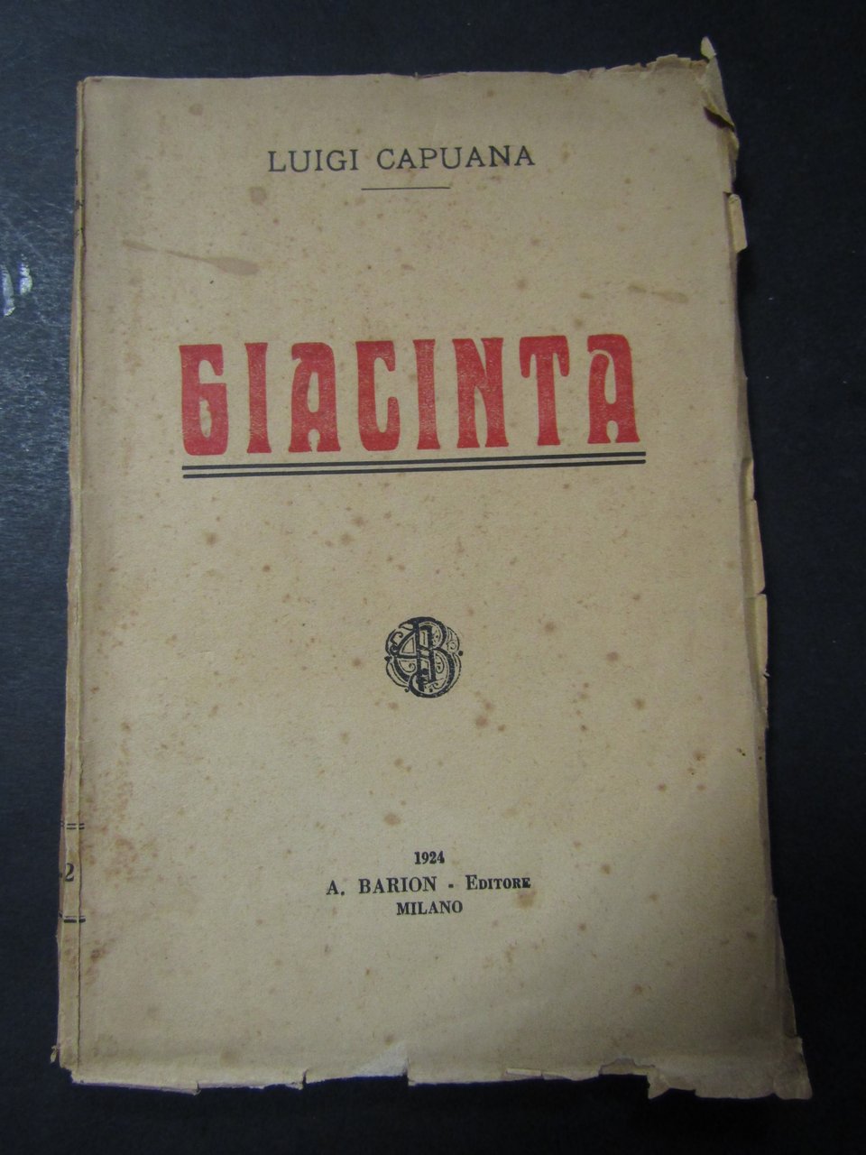 Capuana Luigi. Giacinta. A. Barion. 1924 | Immagine principale