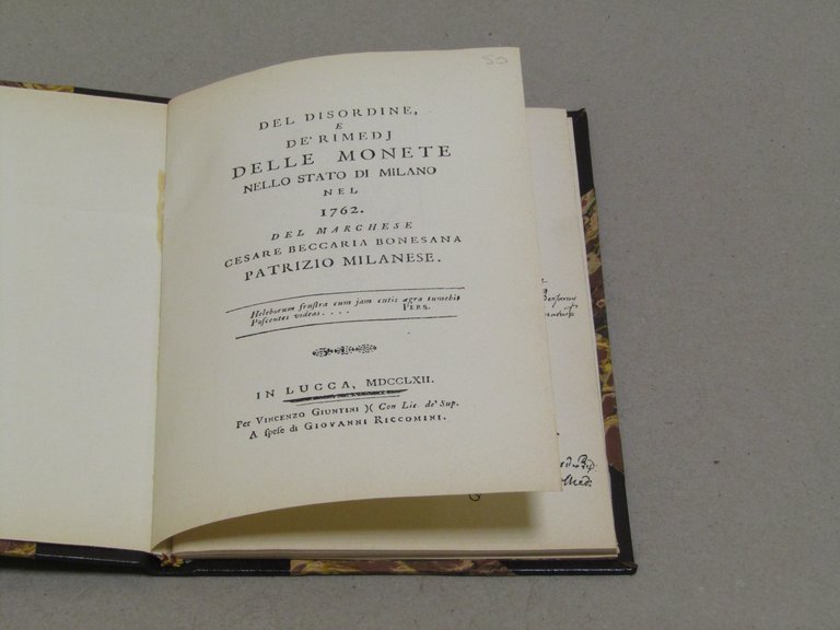 Cesare Beccaria Bonesana. Del disordine, e de' rimedj delle monete …