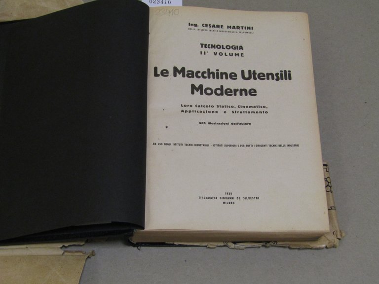 Cesare Martini. Le Macchine Utensili Moderne + Bollo relativo all'aumento …