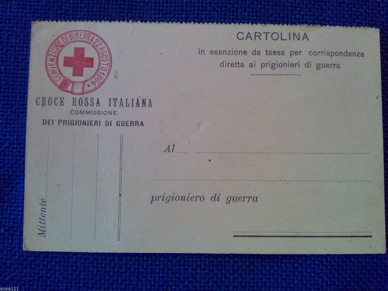 CORRISPONDENZA DEI PRIGIONIERI DI GUERRA / CONVENZIONE DI GINEVRA