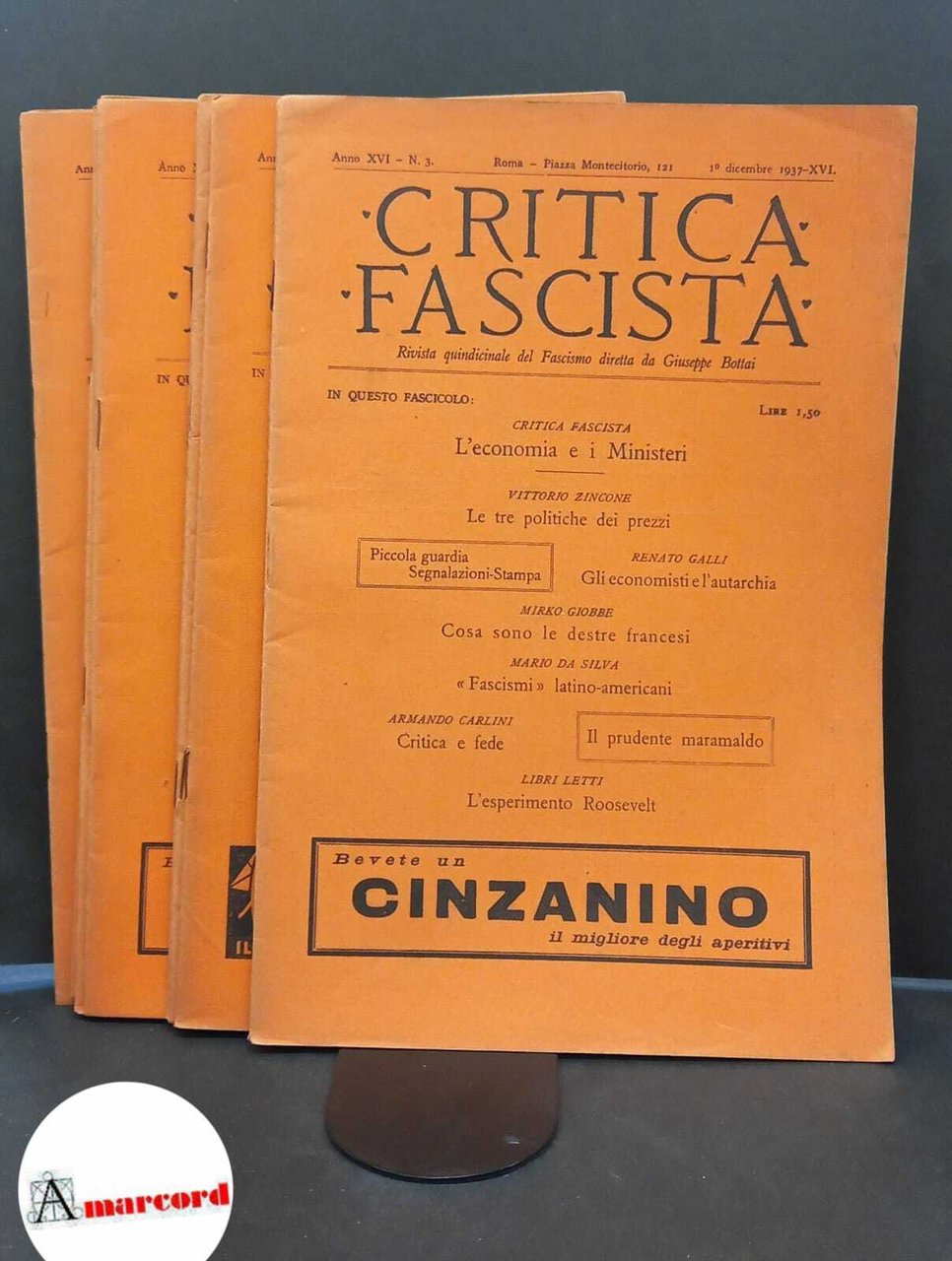 Critica fascista Anno XVI numeri 3 - 5 - 6 …