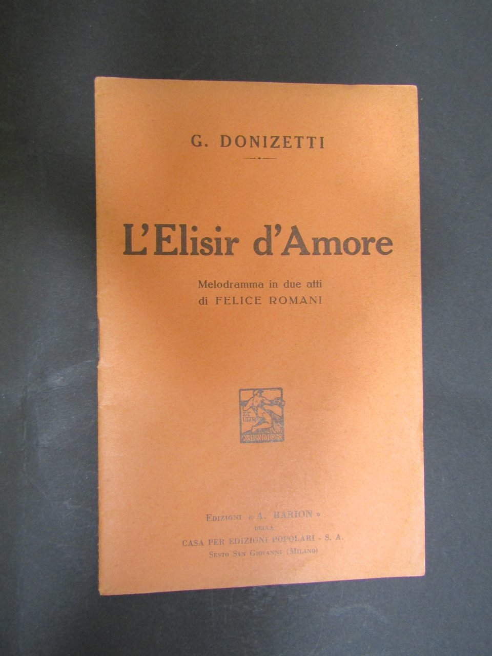 Donizetti. L'elisir d'amore. A. Barion. 1934 | Immagine principale