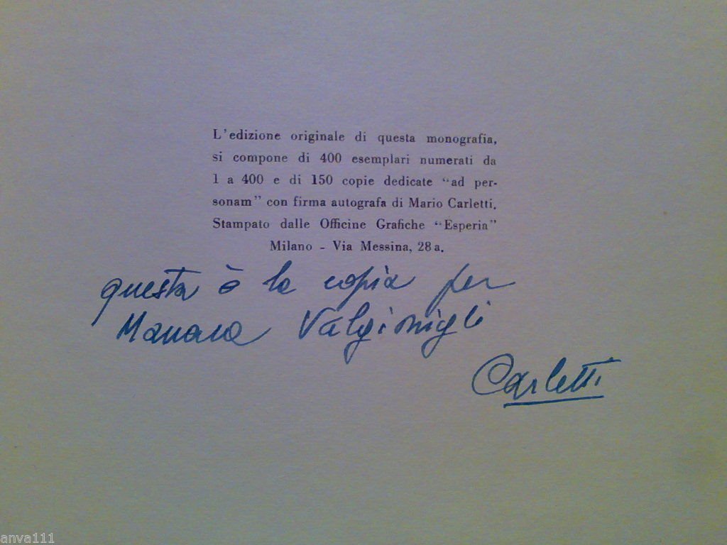 Ennio Francia - MARIO CARLETTI - num. e dedicato