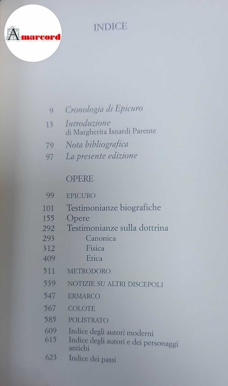 Epicurus. , and Isnardi Parente, Margherita. Epicuro Milano Mondadori, 2008