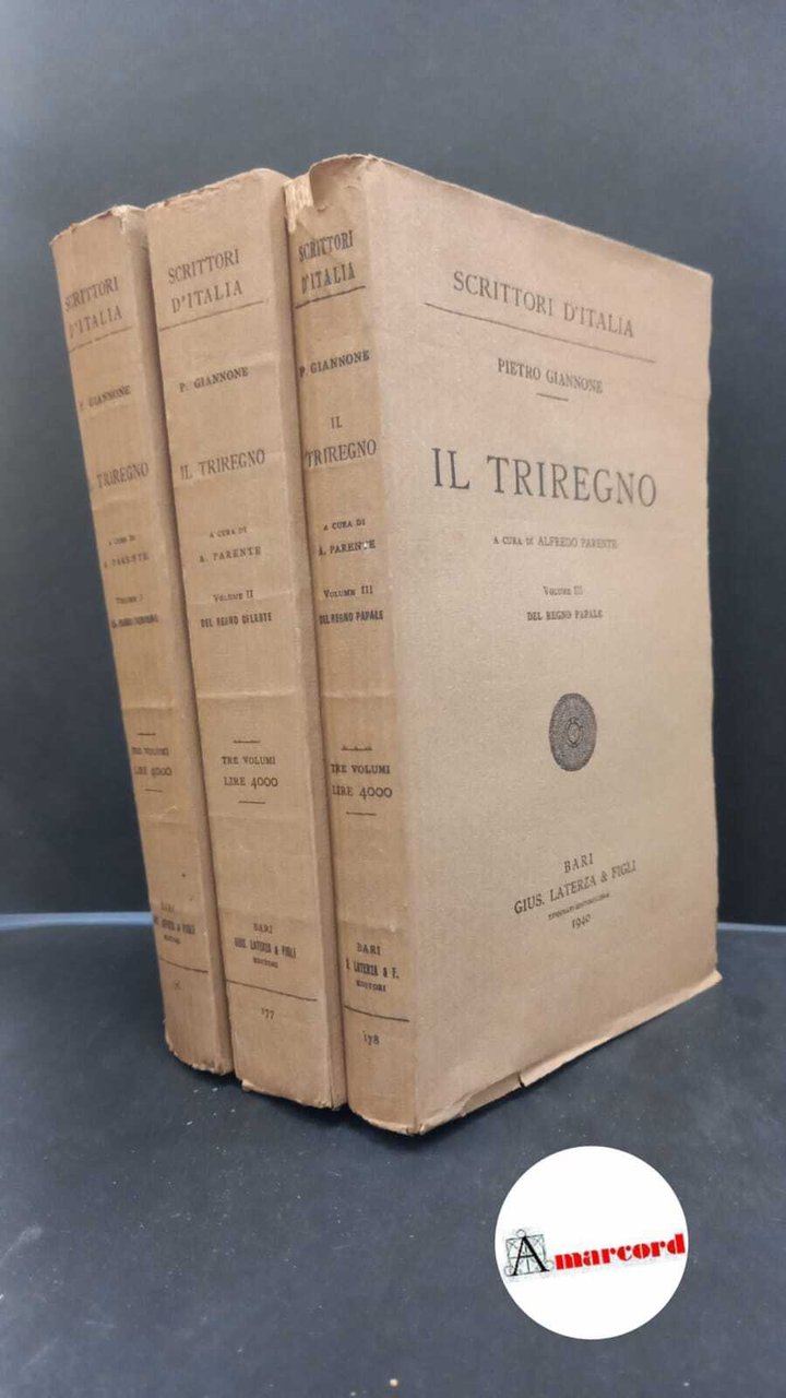 Giannone, Pietro. , and Parente, Alfredo. �Il �Triregno 3 voll. … | Immagine principale