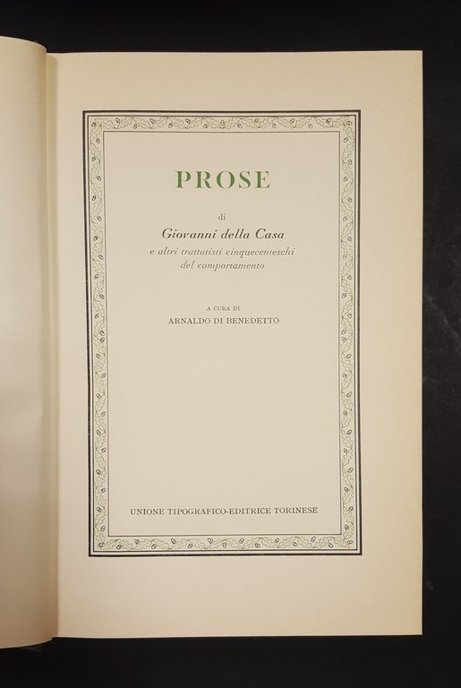 Giovanni della Casa. Prose. Utet. 1974