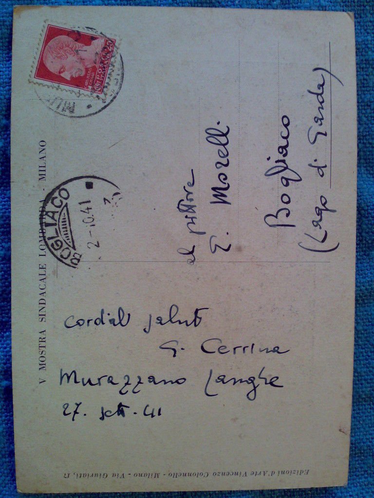 GIUSEPPE CERRINA firma su cartolina 1941