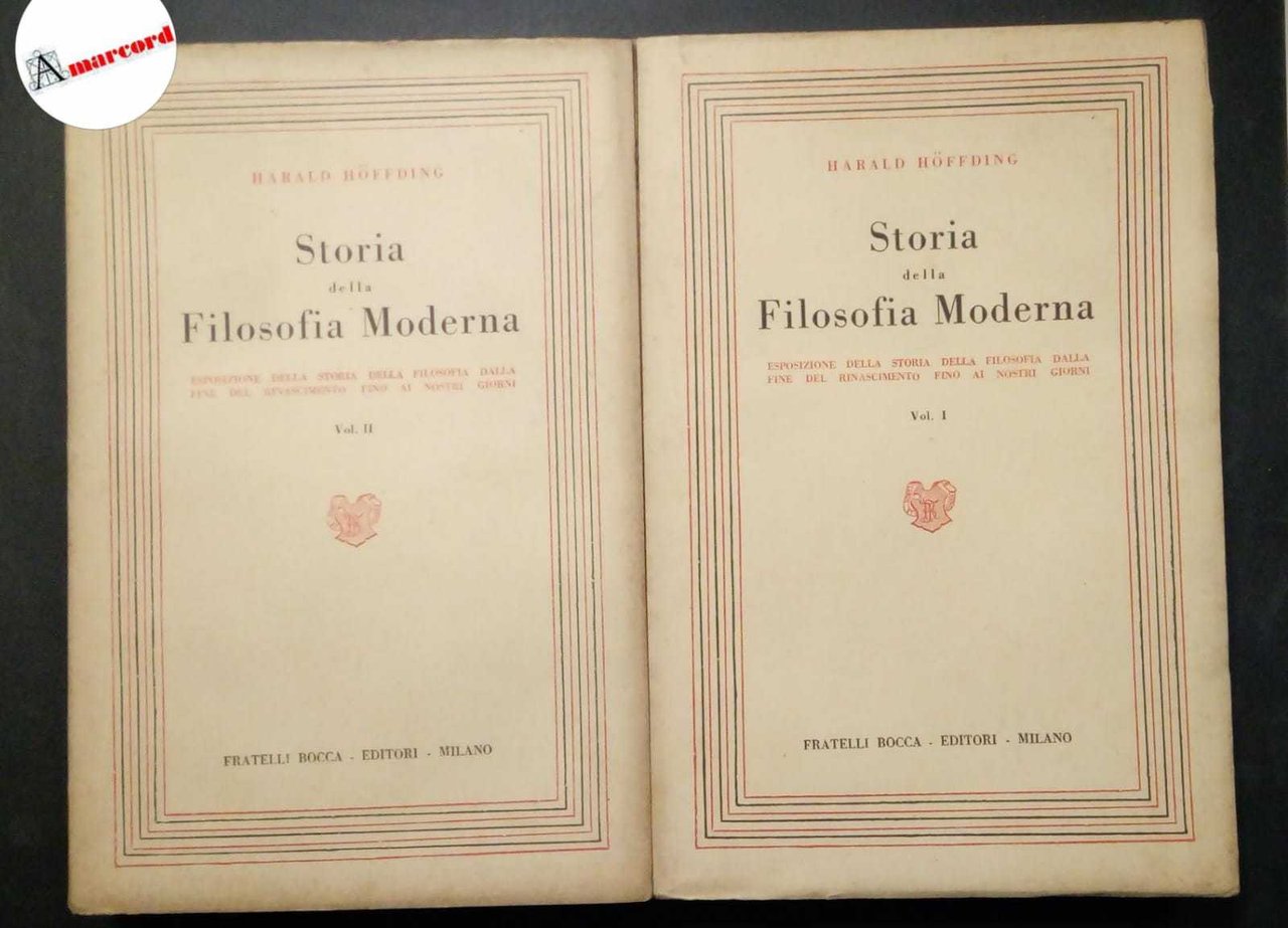Hoffding Harald, Storia della Filosofia Moderna (2 voll.), Bocca, s.d.