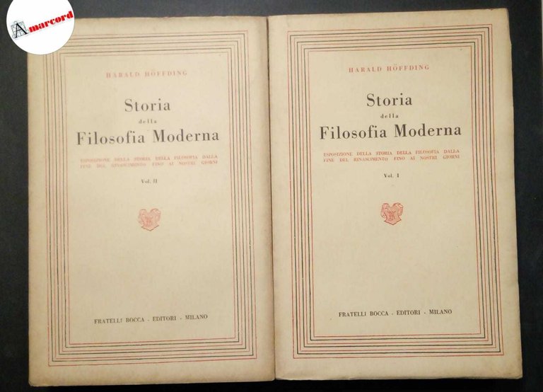 Hoffding Harald, Storia della Filosofia Moderna (2 voll.), Bocca, s.d.