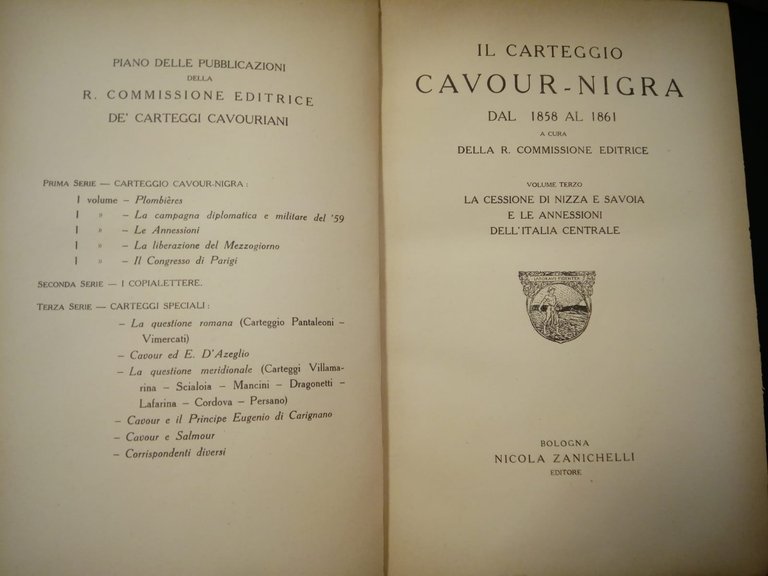 Il carteggio Cavour-Nigra dal 1858 al 1861. A cura di …
