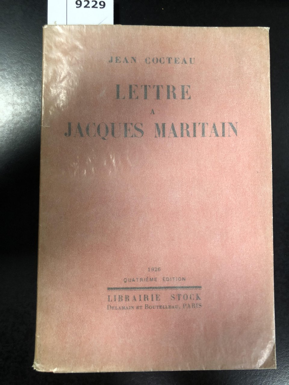 Jean Cocteau. Lettre a Jacques Maritain. Libraire Stock 1926.