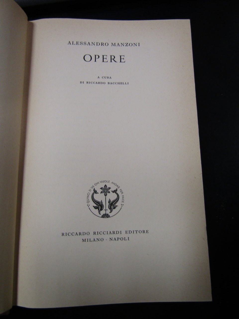 Manzoni. Opere. Ricciardi Editore 1953. Con cofanetto. | Immagine principale